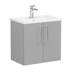 Vitra Root 68074 Lavabo Dolabı, Kapaklı, 60 Cm, Dar, Mat Kaya Gri, Köşeli Lavabolu